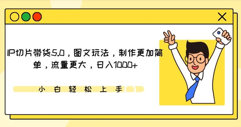 IP切片带货5.0,图文玩法,制作更加简单,流量更大,日入1000+【揭秘】-一个公司创业项目 - 淘金吧