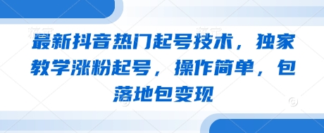最新抖音热门起号技术,独家教学涨粉起号,操作简单,包落地包变现-一个公司创业项目 - 淘金吧