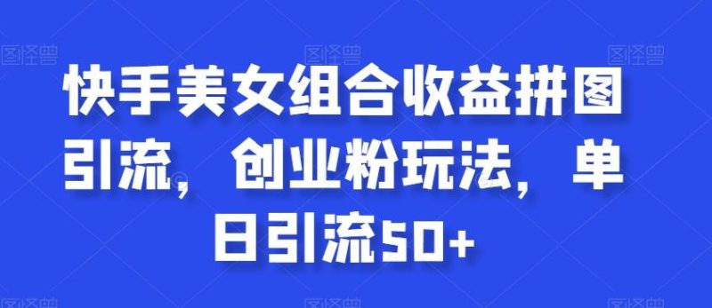 快手美女组合收益拼图引流，创业粉玩法，单日引流50+【揭秘】-一个公司创业项目 - 淘金吧