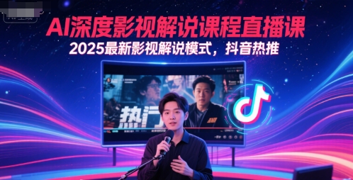 AI深度影视解说课程直播课,2025最新影视解说模式,抖音热推-一个公司创业项目 - 淘金吧