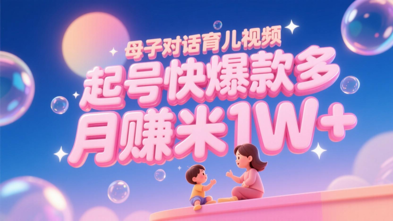 AI生成母子对话育儿类视频,起号快爆款多,小白宝妈轻松学,多渠道变现,月赚米1W+-一个公司创业项目 - 淘金吧