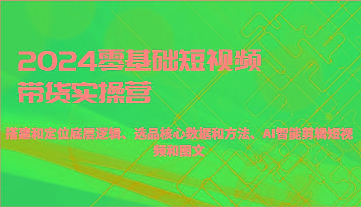2024零基础短视频带货实操营-搭建和定位底层逻辑、选品核心数据和方法、AI智能剪辑-一个公司创业项目 - 淘金吧