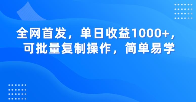 全网首发，单日收益1000+，可批量复制操作，简单易学【揭秘】-一个公司创业项目 - 淘金吧