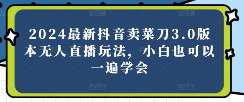 2024最新抖音卖菜刀3.0版本无人直播玩法,小白也可以一遍学会【揭秘】-一个公司创业项目 - 淘金吧