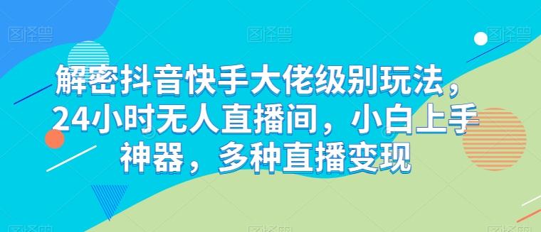 解密抖音快手大佬级别玩法，24小时无人直播间，小白上手神器，多种直播变现【揭秘】-一个公司创业项目 - 淘金吧