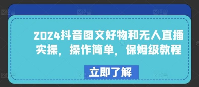 2024抖音图文好物和无人直播实操，操作简单，保姆级教程-一个公司创业项目 - 淘金吧
