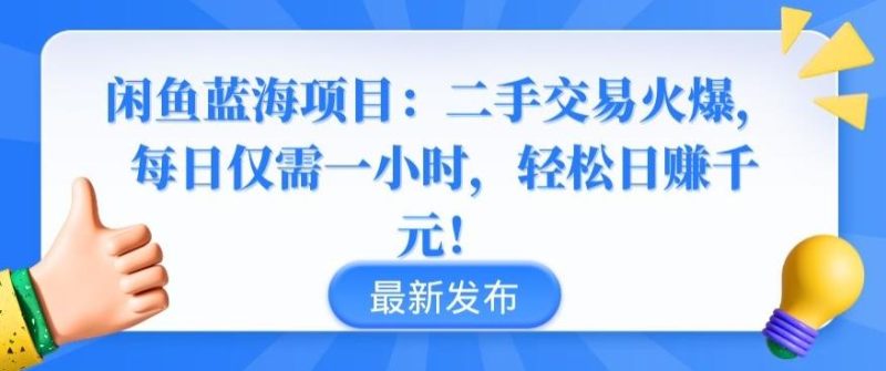 闲鱼蓝海项目:二手交易火爆,每日仅需一小时,轻松日赚千元【揭秘】-一个公司创业项目 - 淘金吧