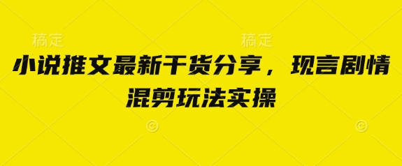 小说推文最新干货分享,现言剧情混剪玩法实操-一个公司创业项目 - 淘金吧
