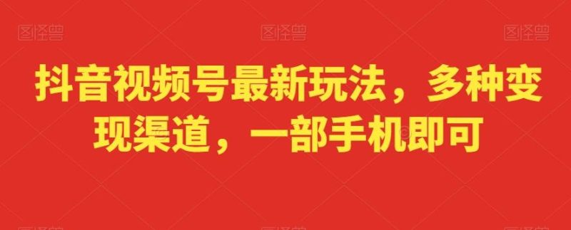 抖音视频号最新玩法,多种变现渠道,一部手机即可-一个公司创业项目 - 淘金吧