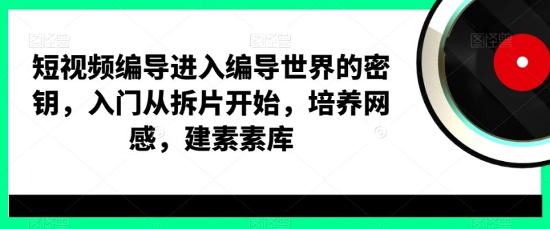 短视频编导进入编导世界的密钥,入门从拆片开始,培养网感,建素素库-一人公司创业项目 - 淘金吧