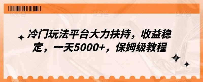 冷门玩法平台大力扶持,收益稳定,一天5000+,保姆级教程(附抖音7天起号法)-一个公司创业项目 - 淘金吧