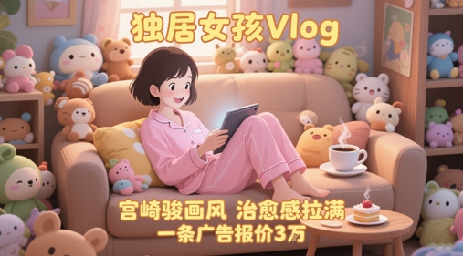单个账号涨粉71W!用AI制作独居女孩Vlog,宫崎骏画风,治愈感拉满,一条广告报价3W-一个公司创业项目 - 淘金吧