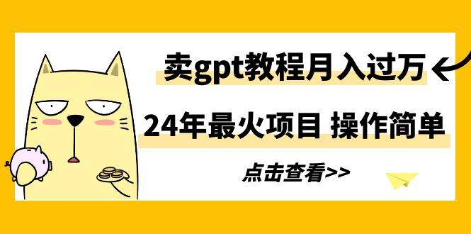 24年最火项目，卖gpt教程月入过万，操作简单-一个公司创业项目 - 淘金吧