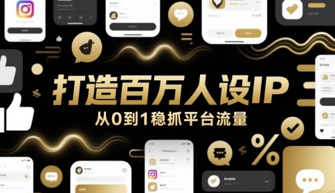 打造百万人设IP,从0到1稳抓平台流量-一个公司创业项目 - 淘金吧