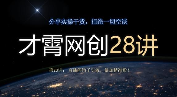 才霄网创28讲第23讲:直播间钩子引流,暴加精准粉!-一个公司创业项目 - 淘金吧