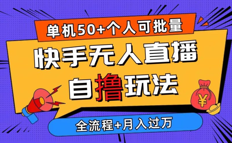 2024最新快手无人直播自撸玩法，单机日入50+，个人也可以批量操作月入过万-一个公司创业项目 - 淘金吧