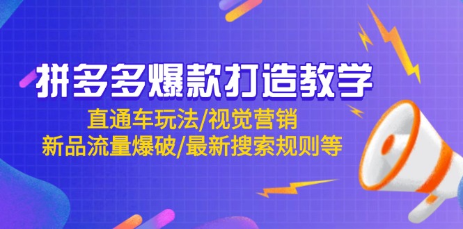 拼多多爆款打造教学:直通车玩法/视觉营销/新品流量爆破/最新搜索规则等-一个公司创业项目 - 淘金吧