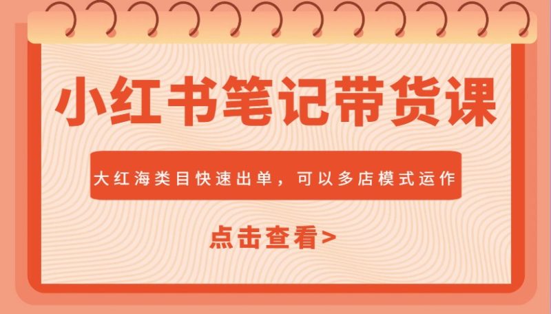小红书笔记带货课,大红海类目快速出单,市场大,可以多店模式运作(更新)-一个公司创业项目 - 淘金吧