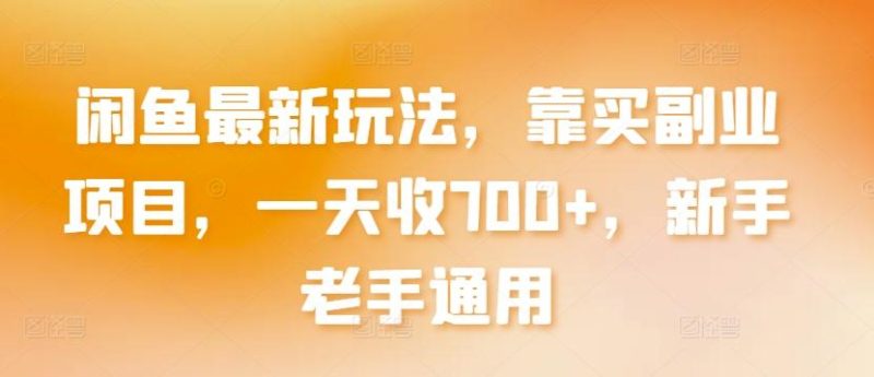 闲鱼最新玩法,靠买副业项目,一天收700+,新手老手通用【揭秘】-一个公司创业项目 - 淘金吧