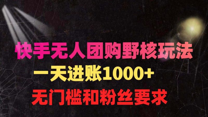 (9638期)快手无人团购带货野核玩法,一天4位数 无任何门槛-一个公司创业项目 - 淘金吧