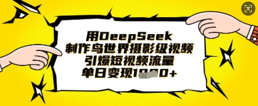 用DeepSeek制作鸟世界摄影级视频,引爆短视频流量,单日变现1k-一个公司创业项目 - 淘金吧