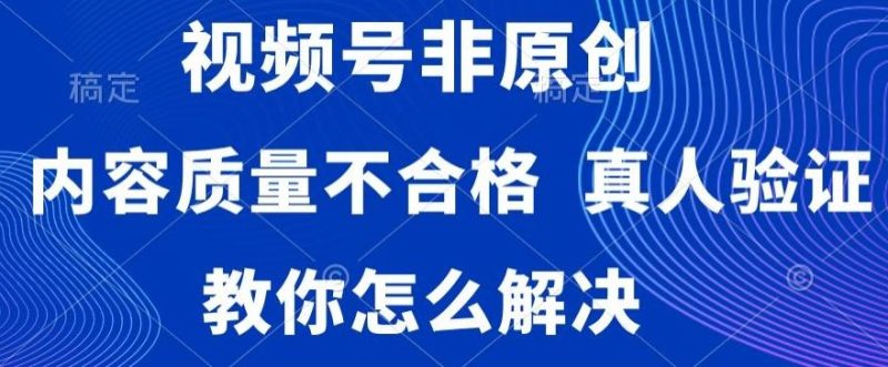视频号非原创,内容质量不合格,真人验证,违规怎么解决【揭秘】-一个公司创业项目 - 淘金吧