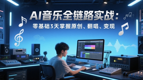 AI音乐全链路实战变现课:零基础3天掌握原创、翻唱、变现-一个公司创业项目 - 淘金吧