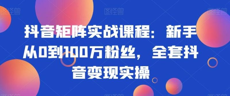 抖音矩阵实战课程:新手从0到100万粉丝,全套抖音变现实操-一个公司创业项目 - 淘金吧