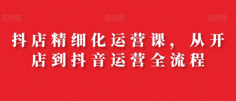 抖店精细化运营课,从开店到抖音运营全流程-一个公司创业项目 - 淘金吧