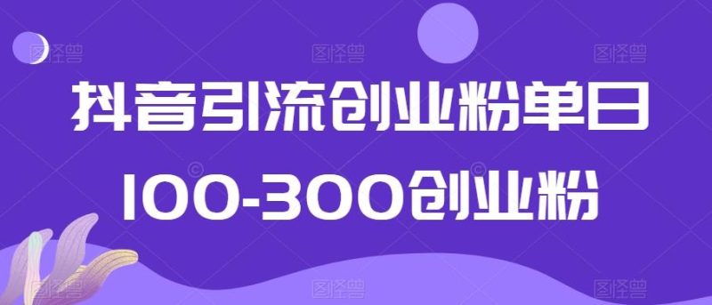 抖音引流创业粉单日100-300创业粉【揭秘】-一个公司创业项目 - 淘金吧