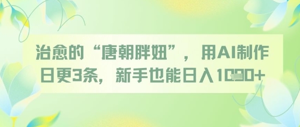 治愈的“唐朝胖妞”,用AI制作日更3条,新手也能日入多张-一个公司创业项目 - 淘金吧