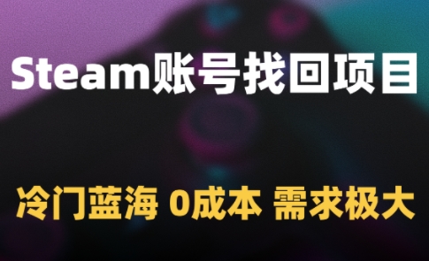 Steam账号找回项目,冷门蓝海,0成本,需求极大-一个公司创业项目 - 淘金吧