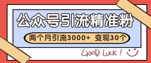 公众号精准粉引流玩法,2个月3000+精准粉,变现30个W【揭秘】-一个公司创业项目 - 淘金吧