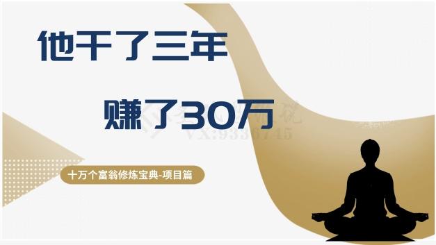 十万个富翁修炼宝典之2.他干了3年，赚了30万-一个公司创业项目 - 淘金吧