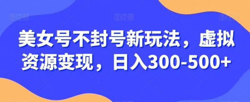 美女号不封号新玩法,虚拟资源变现,日入300-500+-一个公司创业项目 - 淘金吧