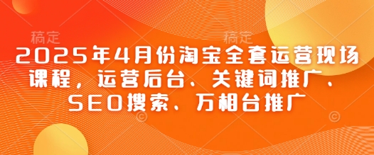 2025年4月份淘宝全套运营现场课程,运营后台、关键词推广、SEO搜索、万相台推广-一个公司创业项目 - 淘金吧