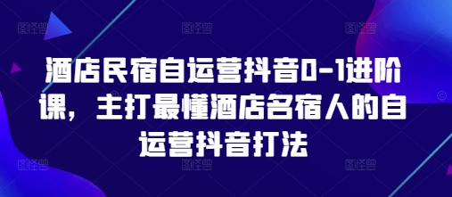酒店民宿自运营抖音0-1进阶课,主打最懂酒店名宿人的自运营抖音打法-一个公司创业项目 - 淘金吧