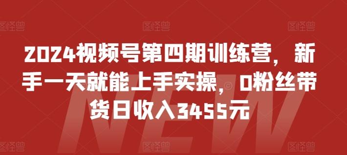 2024视频号第四期训练营，新手一天就能上手实操，0粉丝带货日收入3455元-一个公司创业项目 - 淘金吧