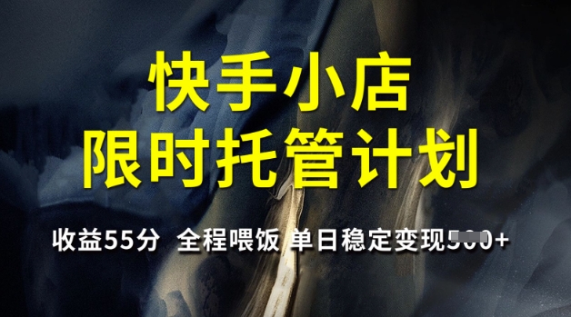 快手小店限时托管计划,收益55分,全程喂饭,单日稳定变现5张【揭秘】-一个公司创业项目 - 淘金吧