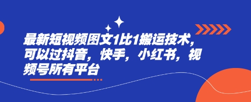 最新短视频图文1比1搬运技术，可以过抖音，快手，小红书，视频号所有平台-一个公司创业项目 - 淘金吧