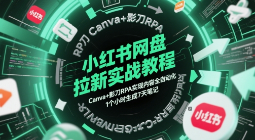 小红书网盘拉新实战教程,Canva+影刀RPA实现内容全自动化,1个小时生成7天笔记-一个公司创业项目 - 淘金吧