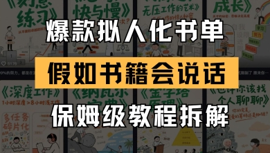 最新爆款拟人化书单玩法,假如书籍会说话,保姆级教程-一个公司创业项目 - 淘金吧