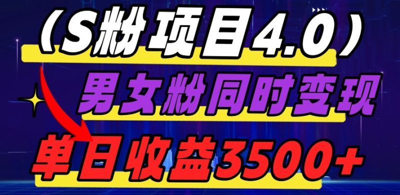 S粉项目4.0,男女粉通吃,男女粉同时变现,单日收益3500+-一个公司创业项目 - 淘金吧