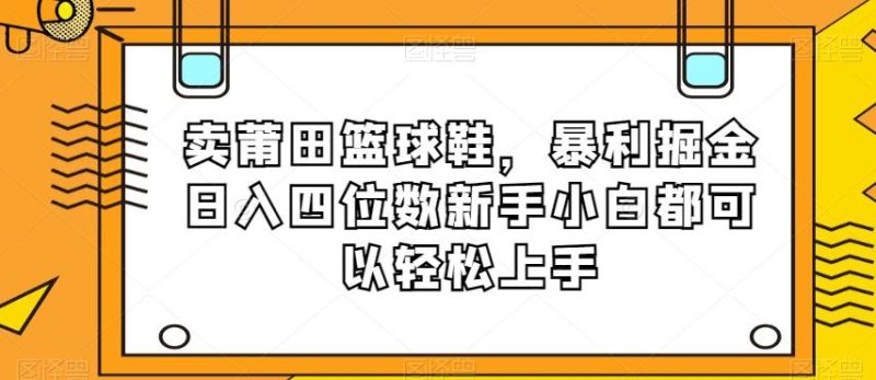卖莆田篮球鞋,暴利掘金日入四位数新手小白都可以轻松上手【揭秘】-一个公司创业项目 - 淘金吧
