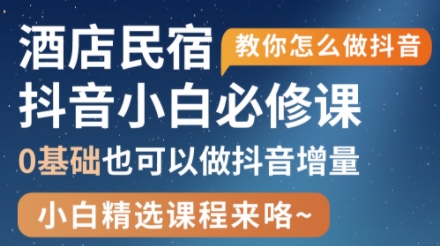 姜老师·抖音本地生活酒店民宿运营-一个公司创业项目 - 淘金吧