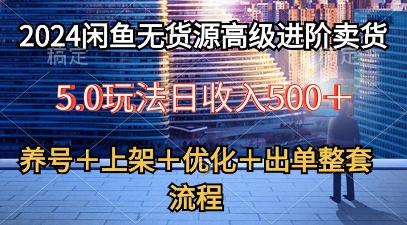 2024闲鱼无货源高级进阶卖货5.0,养号+选品+上架+优化+出单整套流程-一个公司创业项目 - 淘金吧