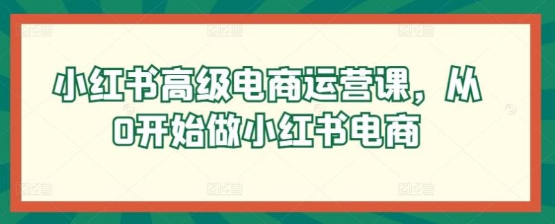 小红书高级电商运营课,从0开始做小红书电商-一个公司创业项目 - 淘金吧