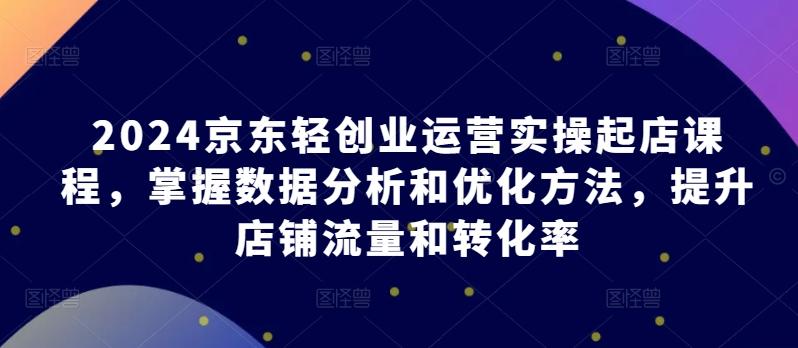 2024京东轻创业运营实操起店课程,掌握数据分析和优化方法,提升店铺流量和转化率-一个公司创业项目 - 淘金吧