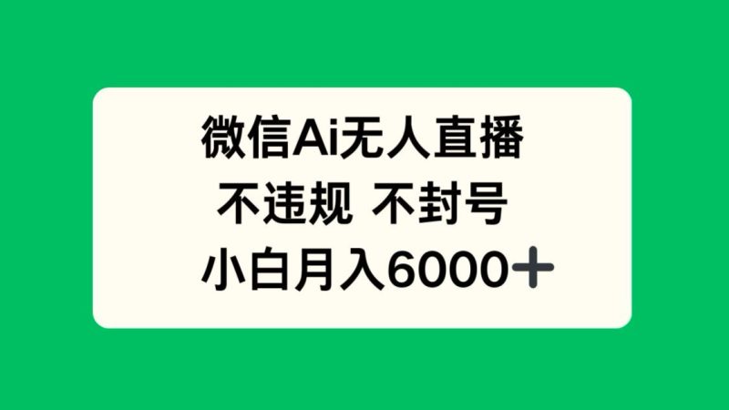 微信AI无人直播，不违规 不封号 ，小白月入6000+-一个公司创业项目 - 淘金吧