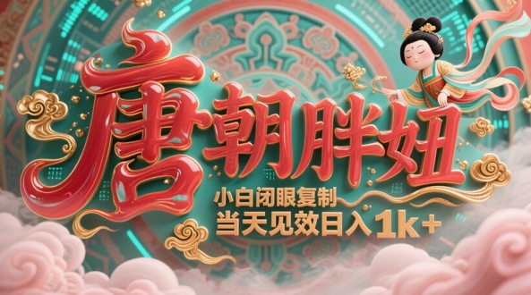 用AI克隆“唐朝胖妞”日更3条,平台疯狂推流,小白闭眼复制,当天见效,日入1k+-一个公司创业项目 - 淘金吧